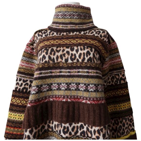 Pringle of Scotland Fall 2018 Patchwork Fair Isle Sweater In Brown Size S - Picture 4 of 13